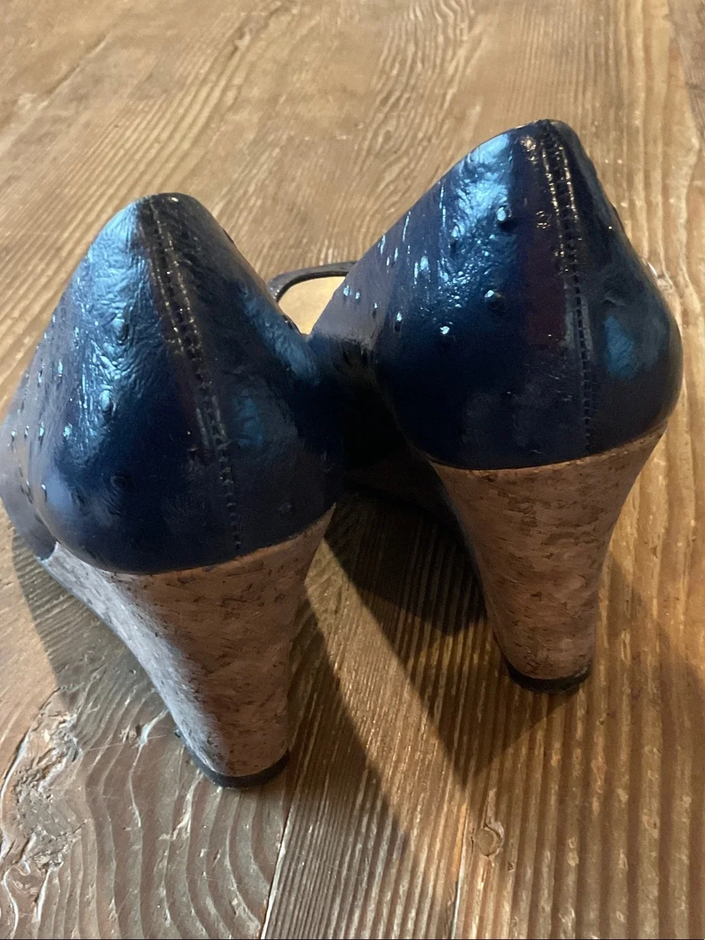 Lilly Pulitzer Navy Peep-Toe Wedge Pumps